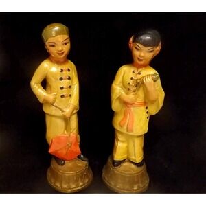 Two Chinese Chalkware folk Art Figurines from 1940s